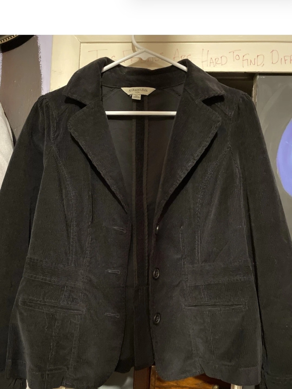 St John's Bay, Black Corduroy Blazer Jacket, Petite Medium